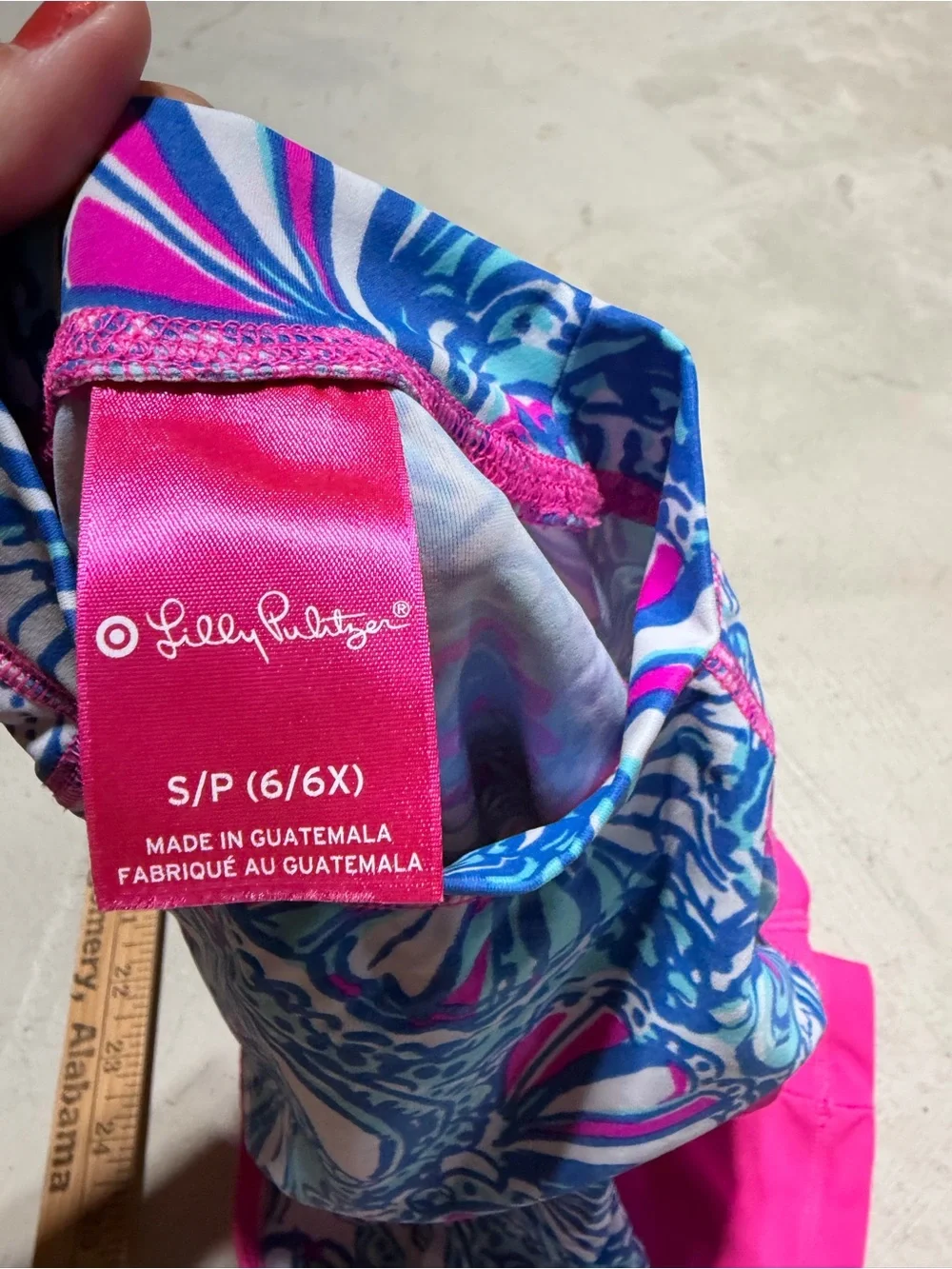 Lilly Pulitzer for target Girls Pink & Blue Patterned Rash Guard swim small 6/6x
